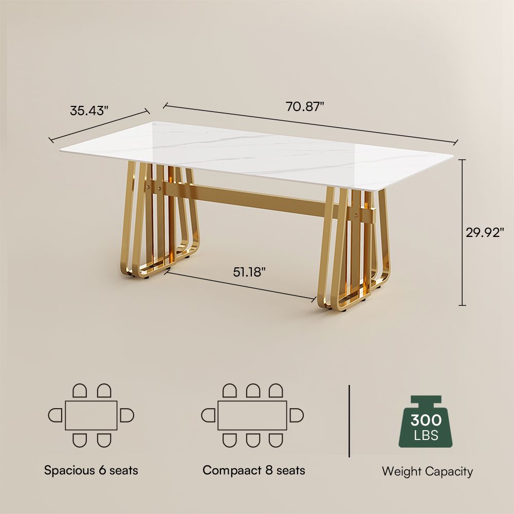 Living Spaces White Glossy Sintered Stone Dining Tables