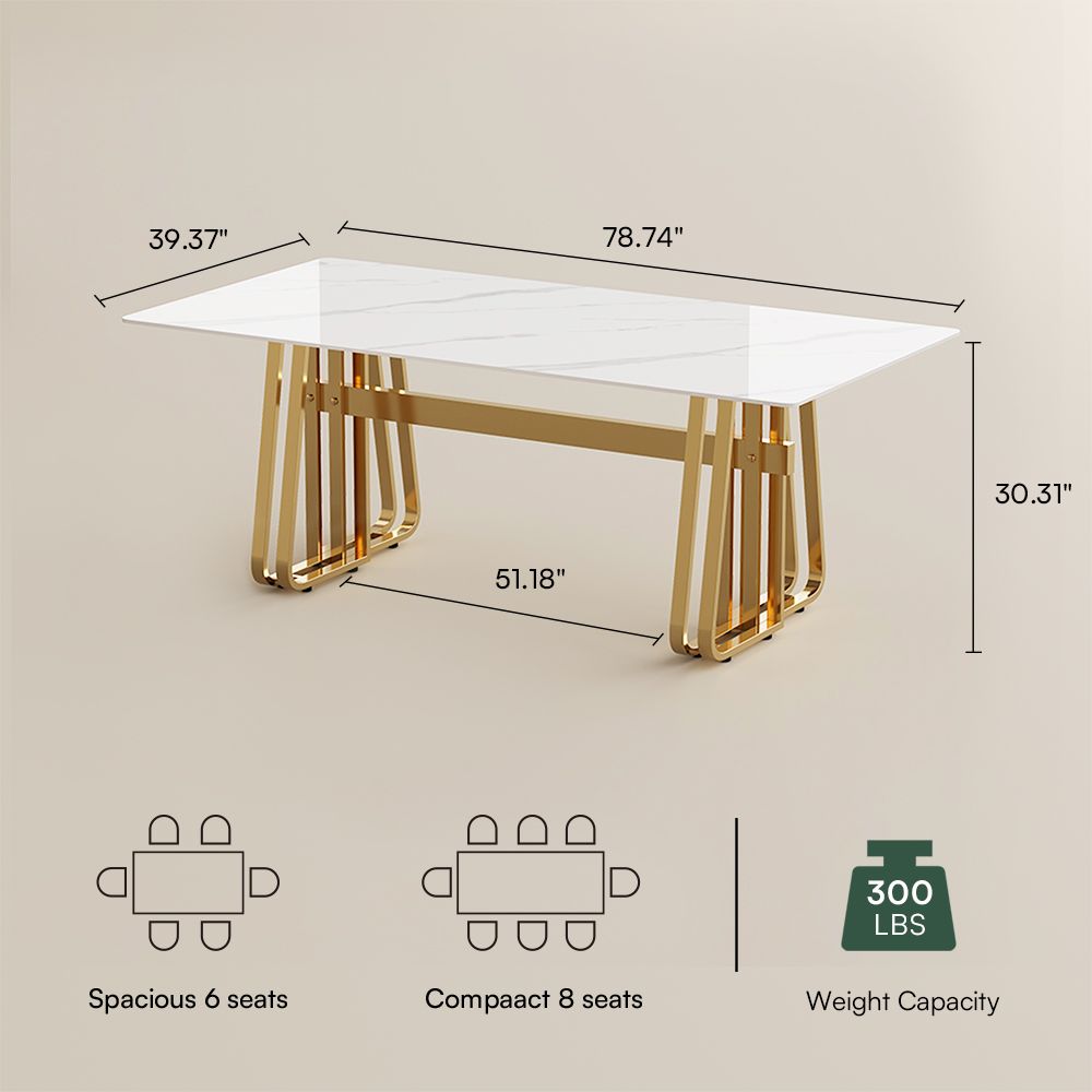 White Glossy Sintered Stone Dining Room Set