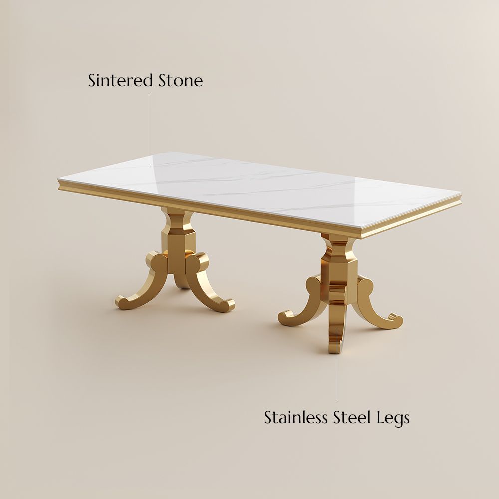 Living Room White Glossy Sintered Stone Dining Tables