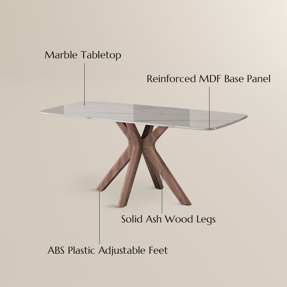 White White & Walnut Marble Dining Tables