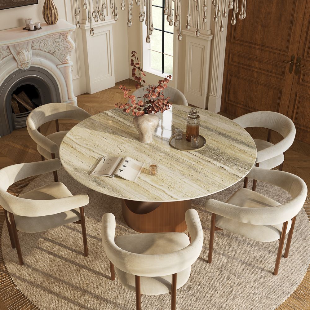 U-Shape Yellow Natural Marble Dining Tables