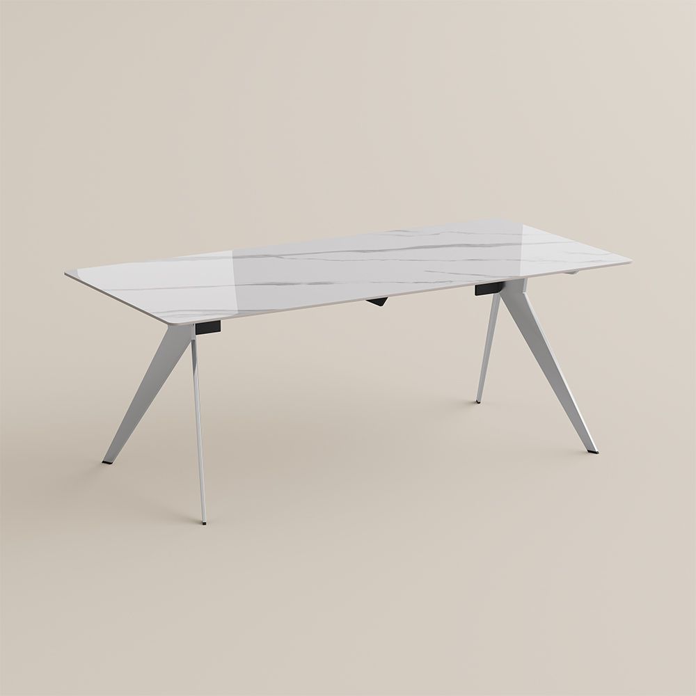 Partial Assembly Required White Sintered Stone Dining Tables