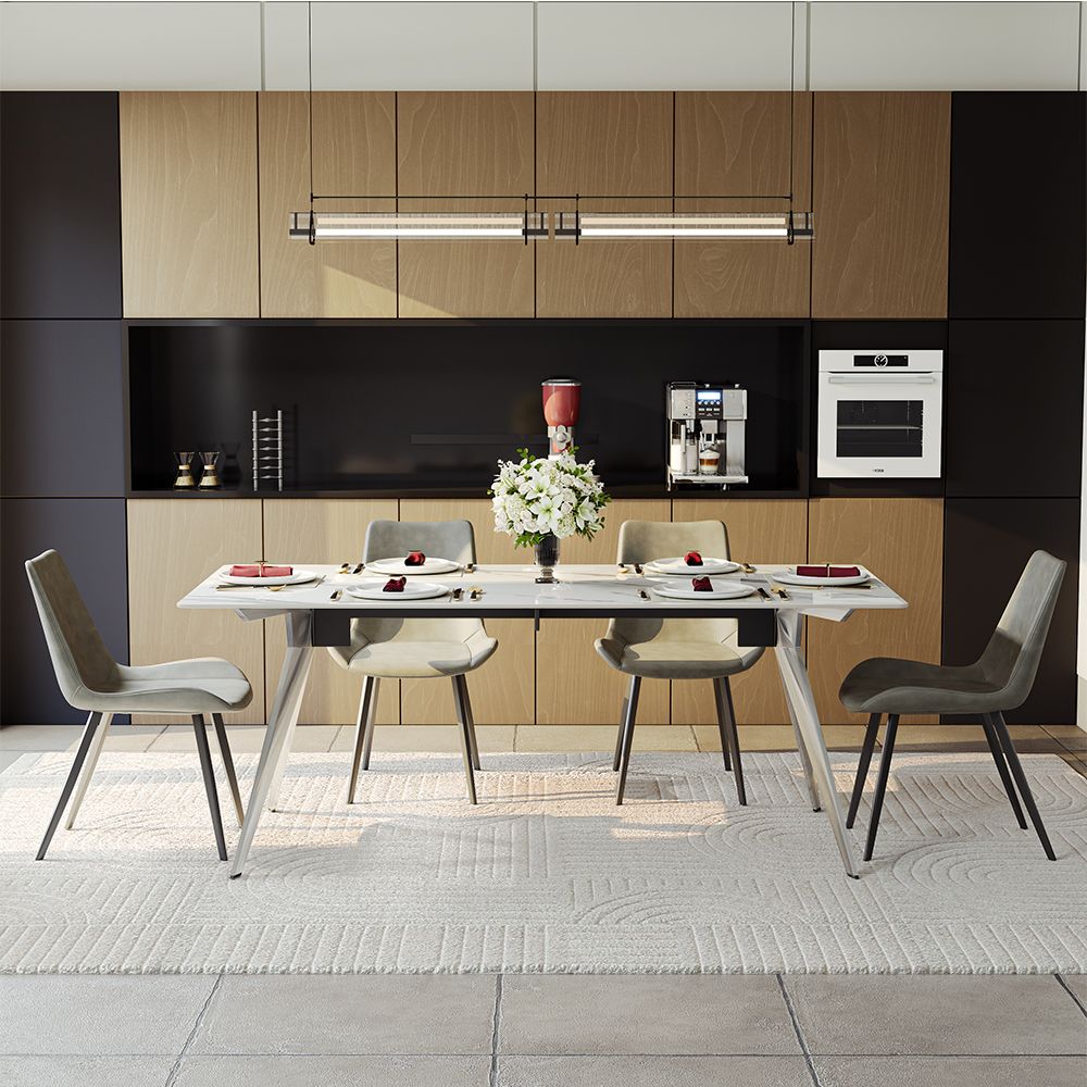 Partial Assembly Required White Sintered Stone Dining Tables