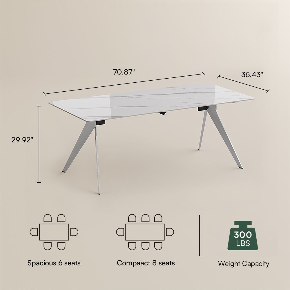 Silver White Sintered Stone Dining Tables