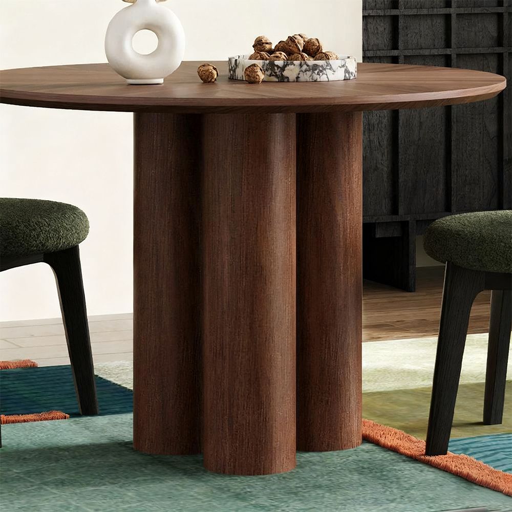Living Spaces Walnut Color Oak Wood Veneer Dining Tables