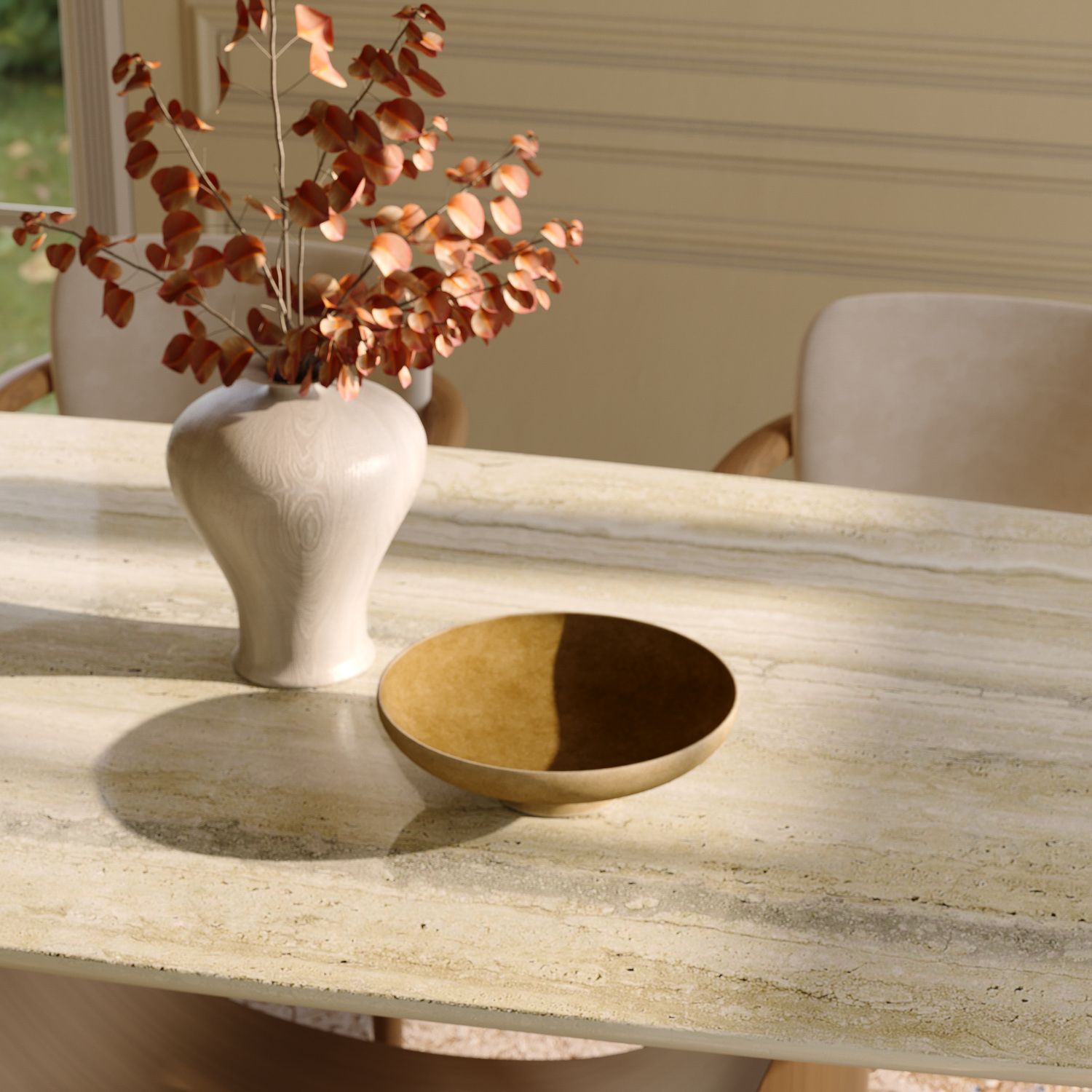 Yellow Natural Marble Dining Tables