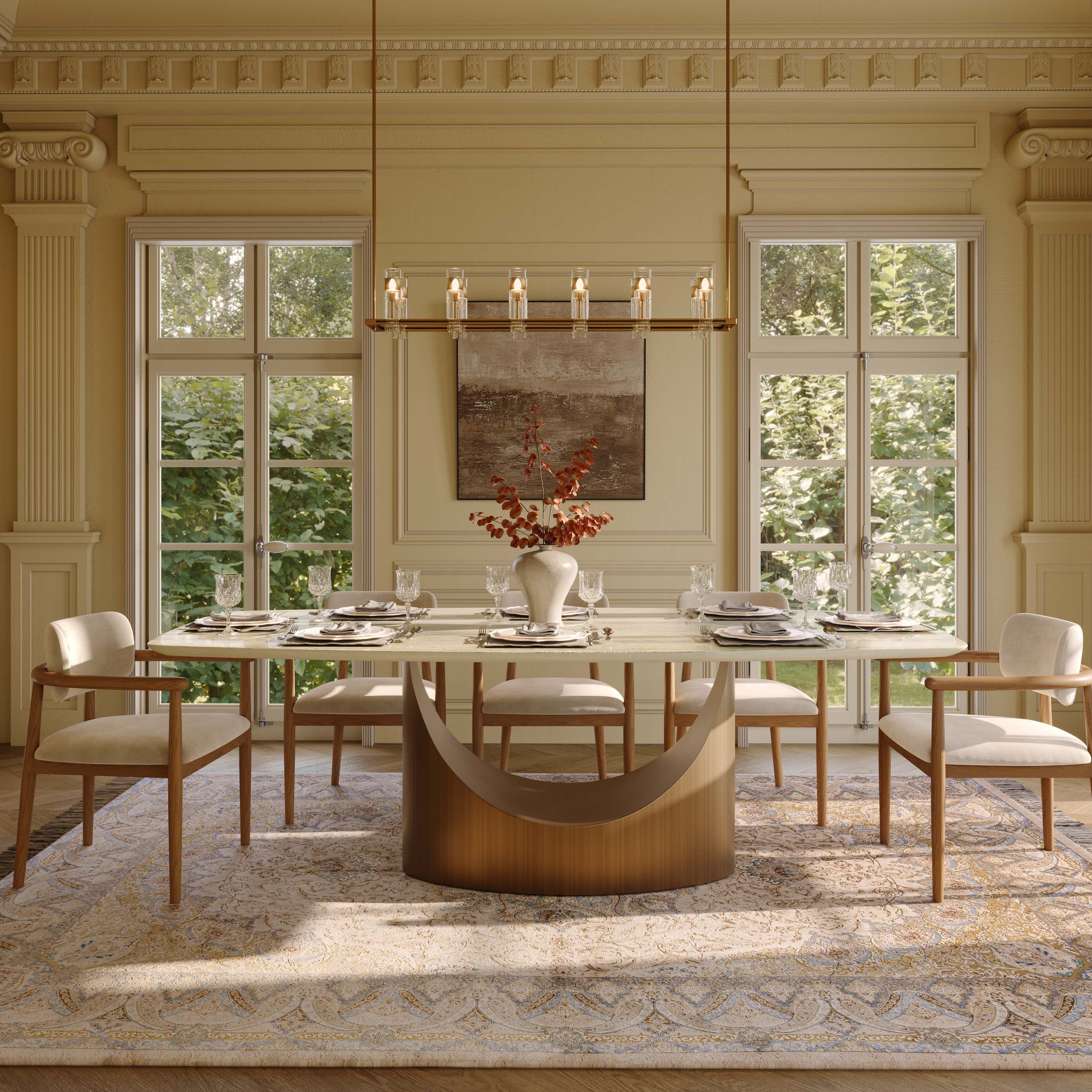 Yellow Natural Marble Dining Tables