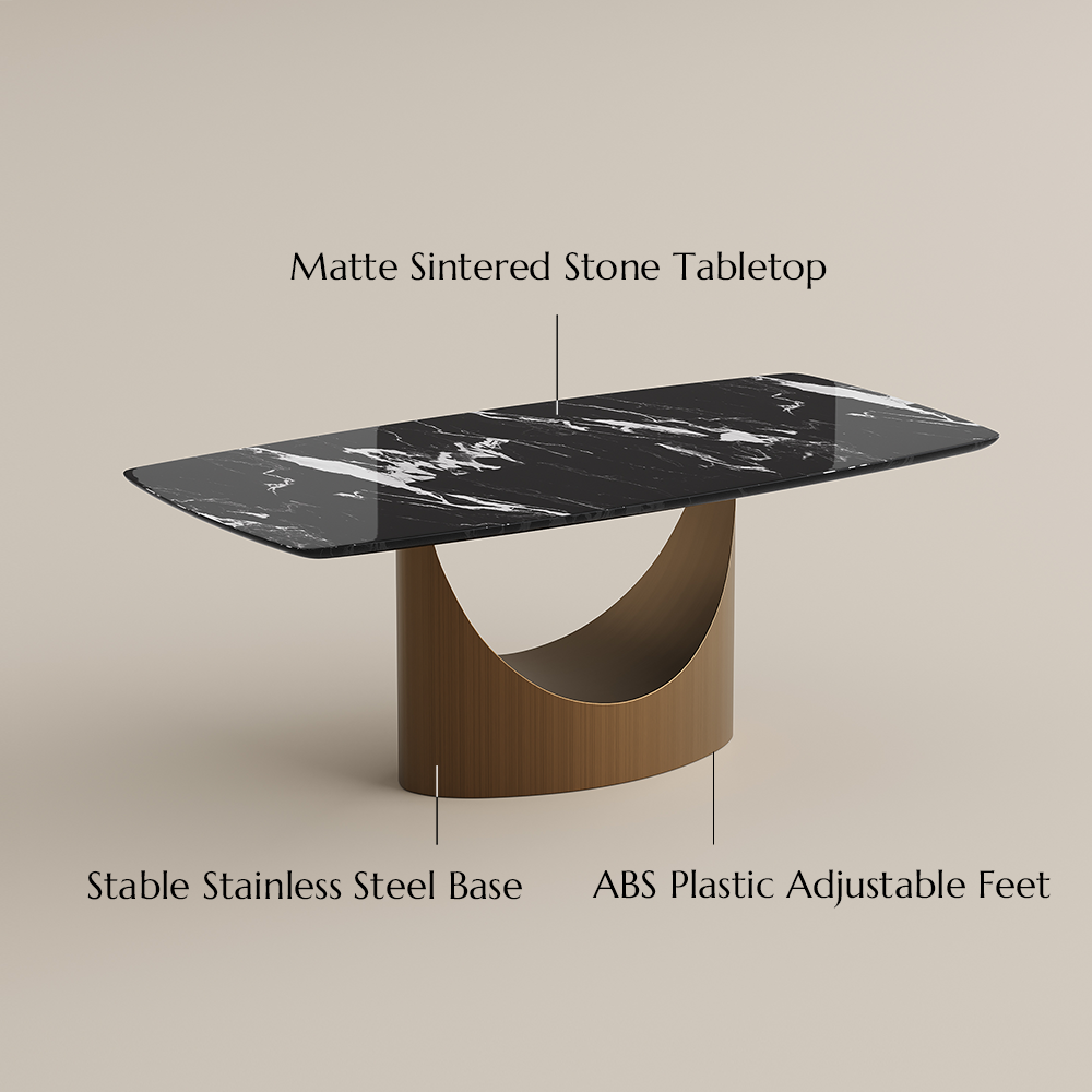 Rectangular Black Natural Marble Dining Tables