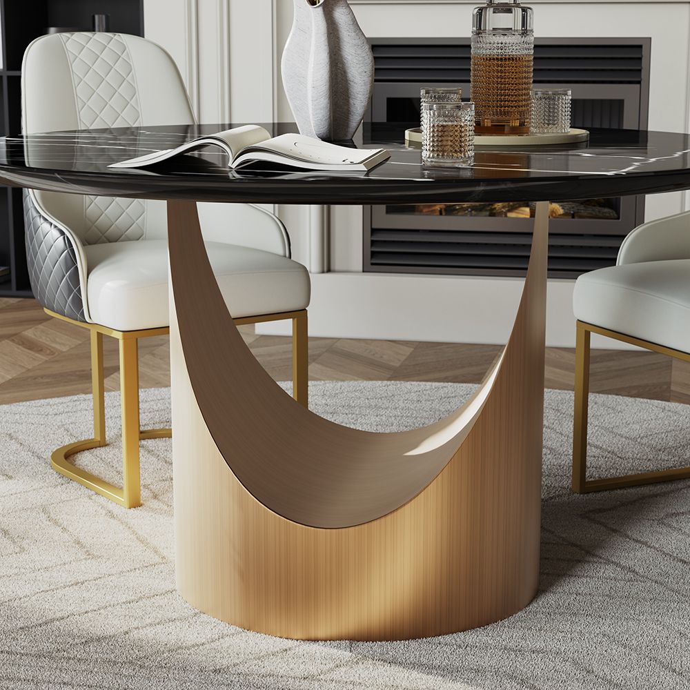 without Lazy Susan Black Natural Marble Dining Tables