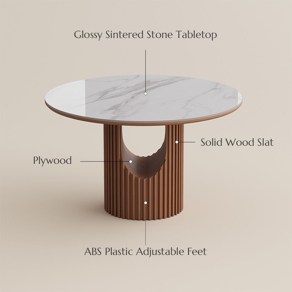 for 6 White Glossy Sintered Stone Dining Tables