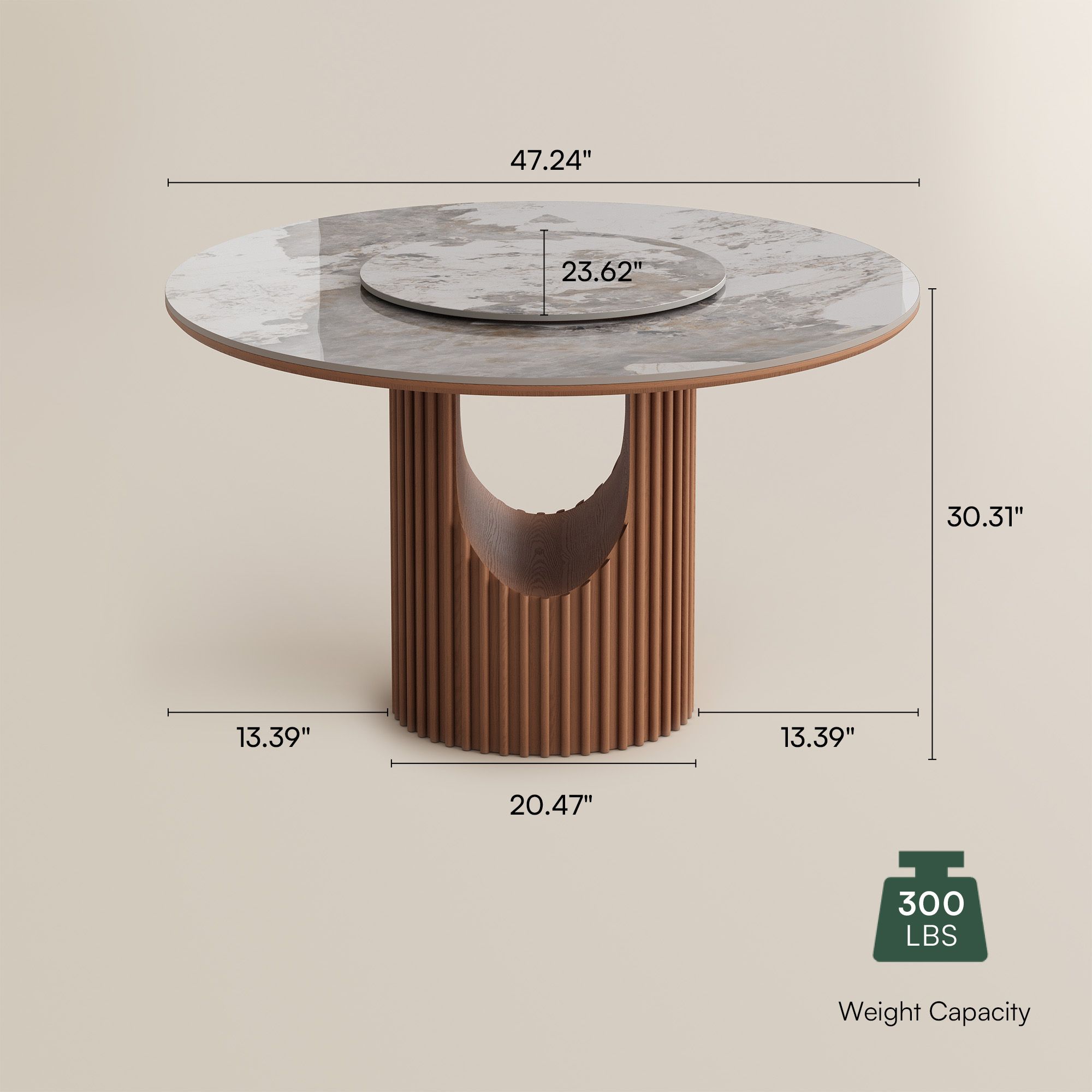 Walnut Color Pandora Glossy Sintered Stone Dining Tables