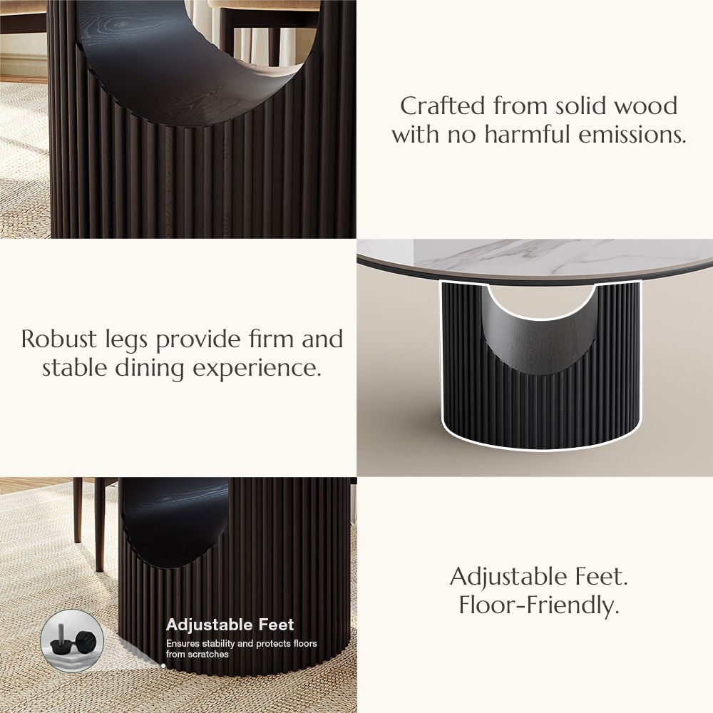 Partial Assembly Required Pandora Glossy Sintered Stone Dining Tables