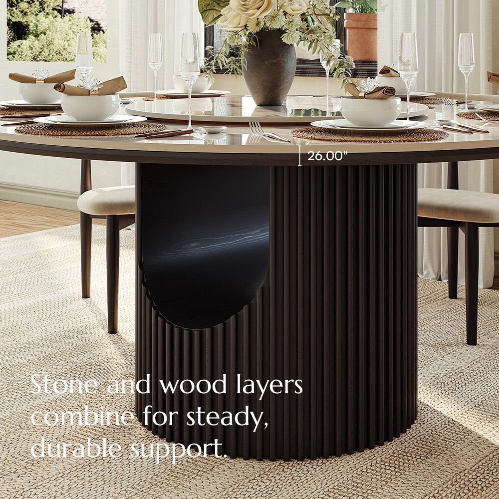 Partial Assembly Required White Glossy Sintered Stone Dining Tables