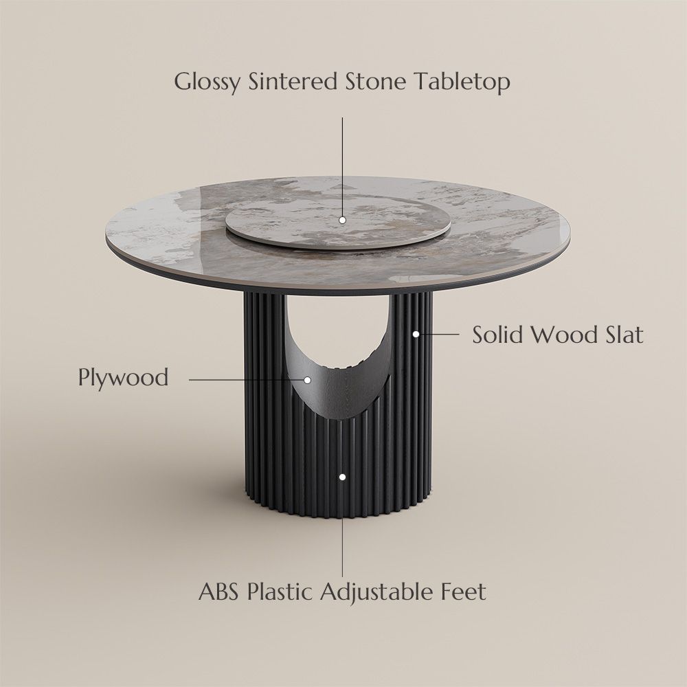 Solid Wood Pandora Glossy Sintered Stone Dining Tables