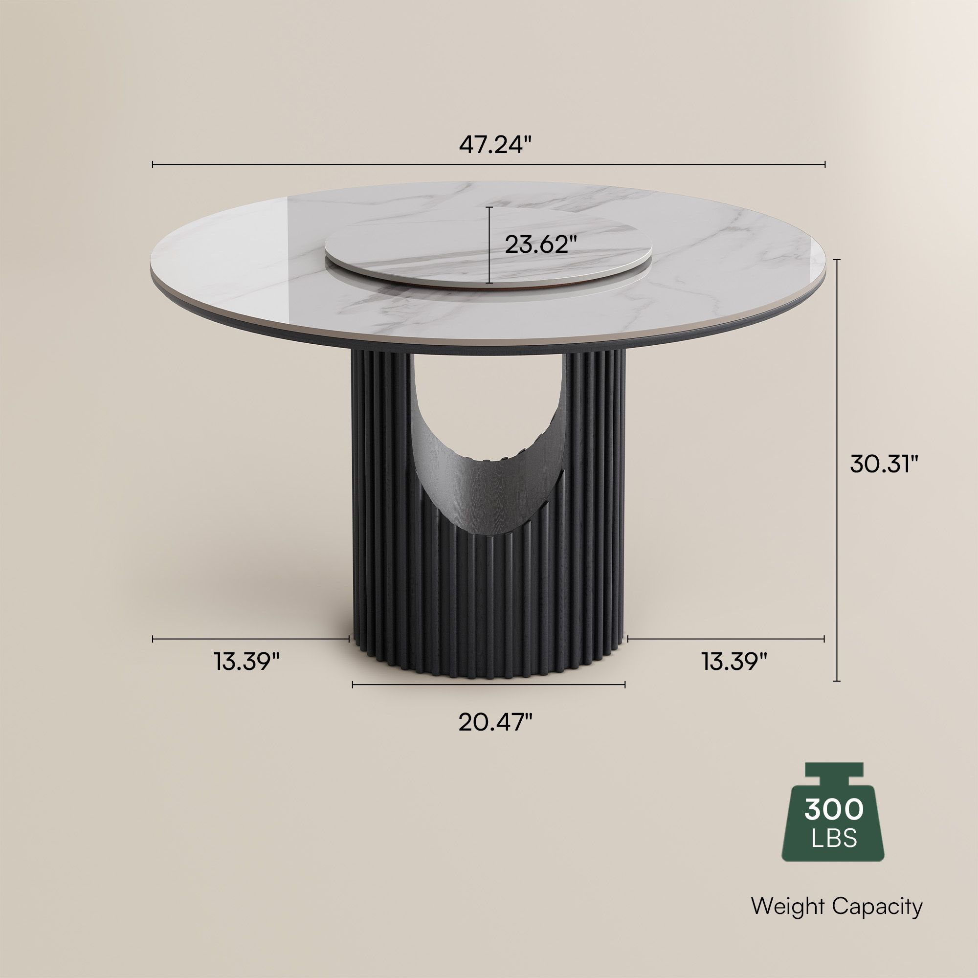 Round White Glossy Sintered Stone Dining Tables