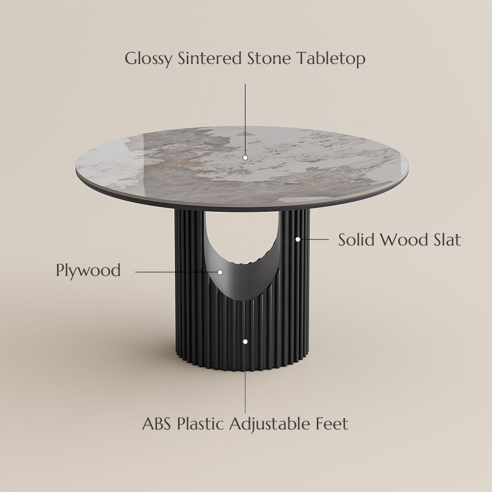 Round Pandora Glossy Sintered Stone Dining Tables