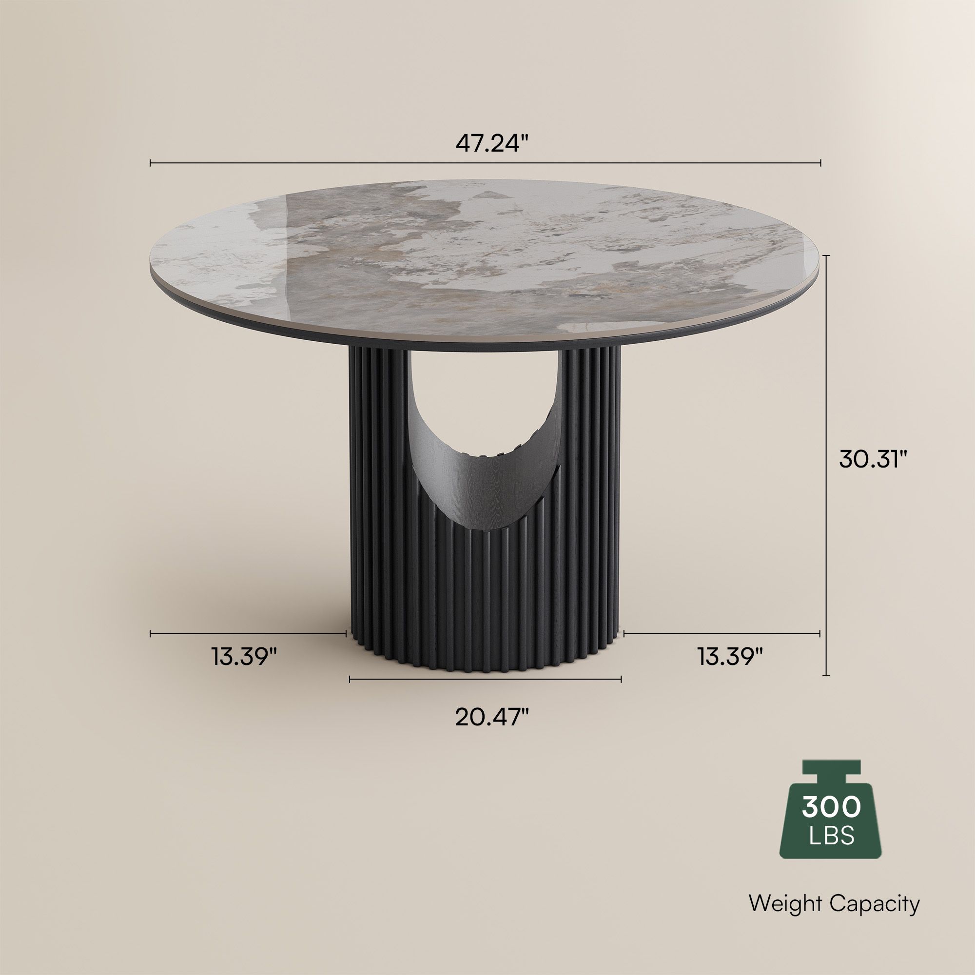 Round Pandora Glossy Sintered Stone Dining Tables