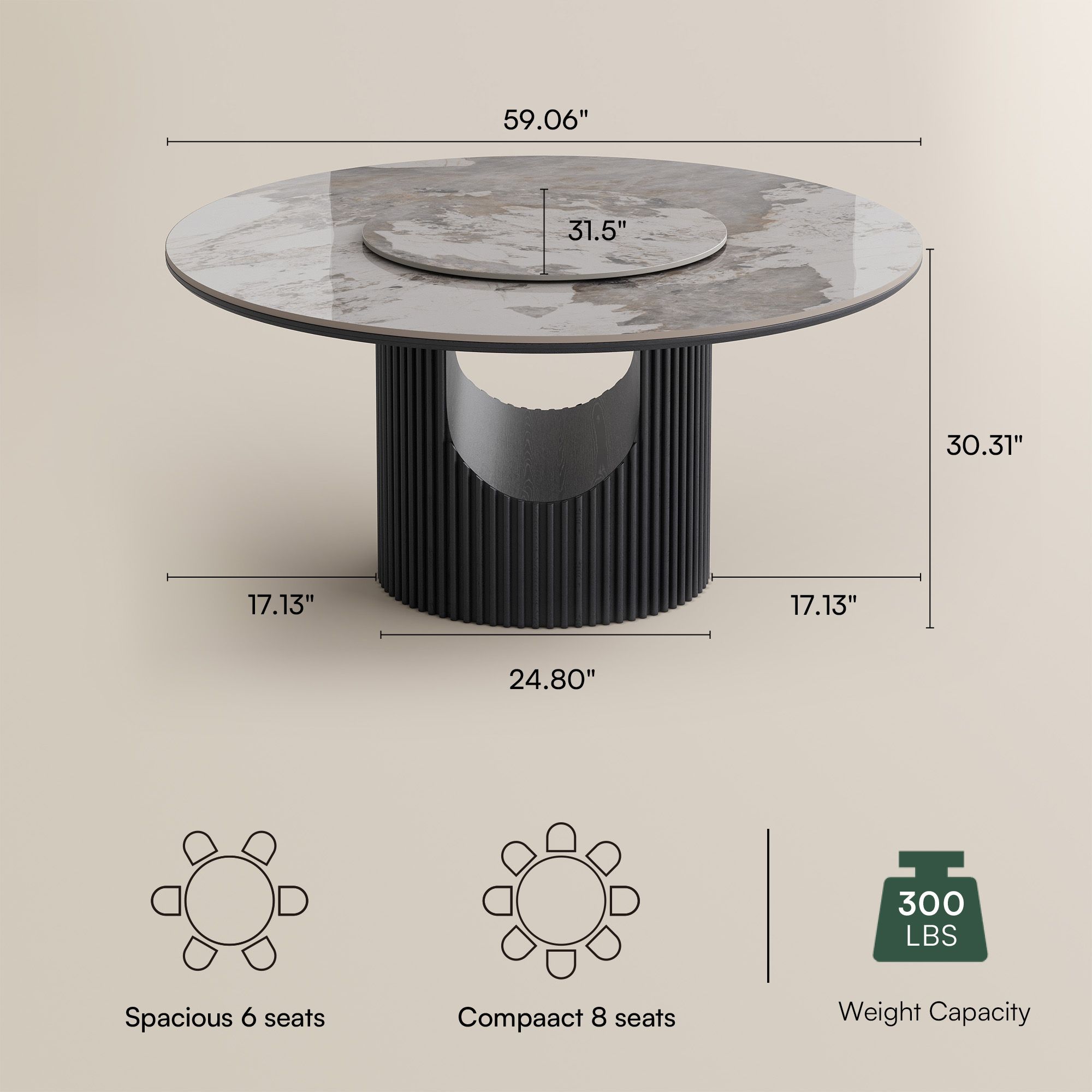 Partial Assembly Required Pandora Glossy Sintered Stone Dining Tables
