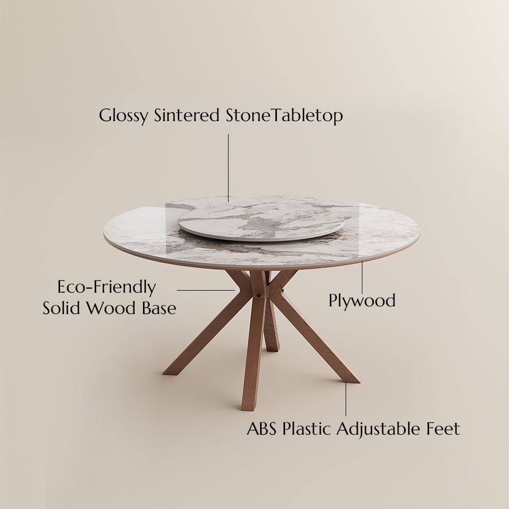 Round Pandora Glossy Sintered Stone Dining Tables