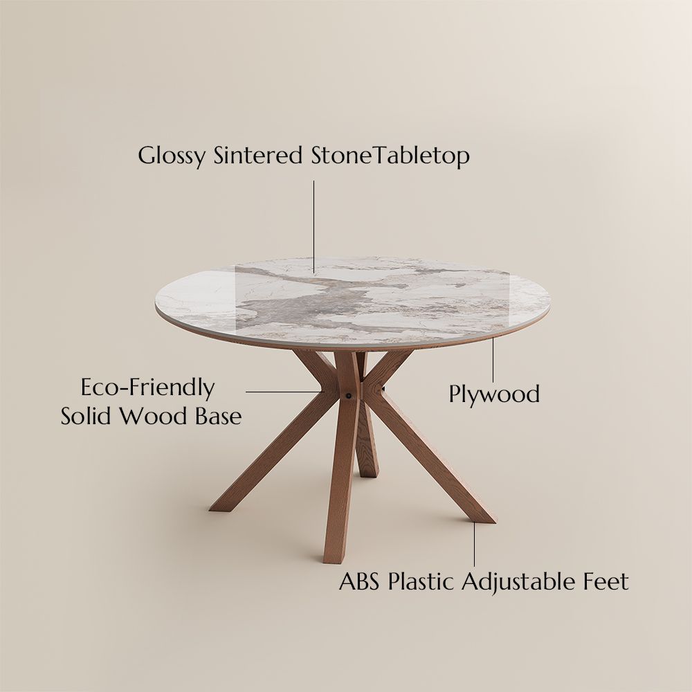 Seats 4 Pandora Glossy Sintered Stone Dining Room Set