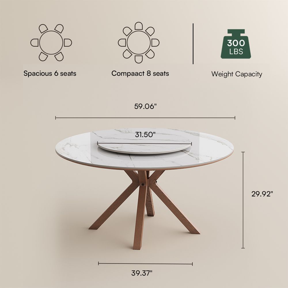 Seats 4 White Glossy Sintered Stone Dining Tables