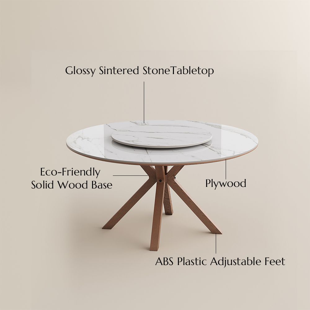 Office White Glossy Sintered Stone Dining Tables