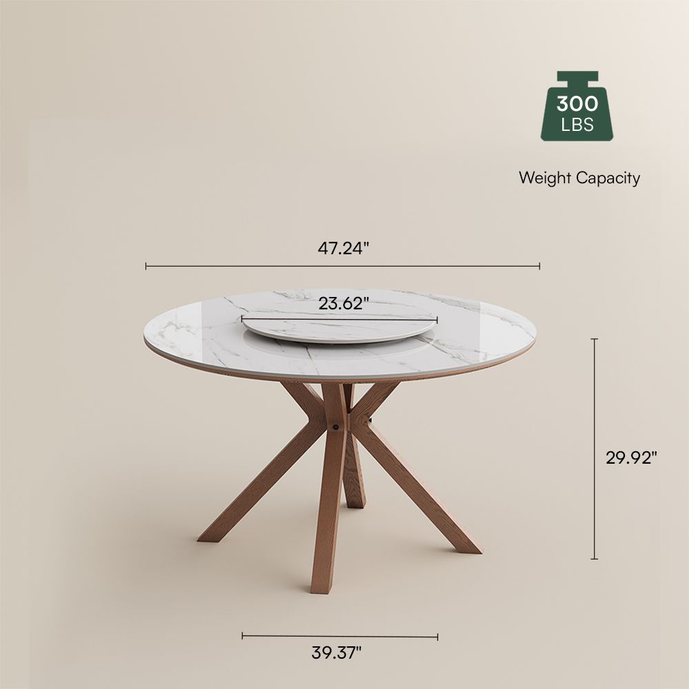 Round White Glossy Sintered Stone Dining Room Set