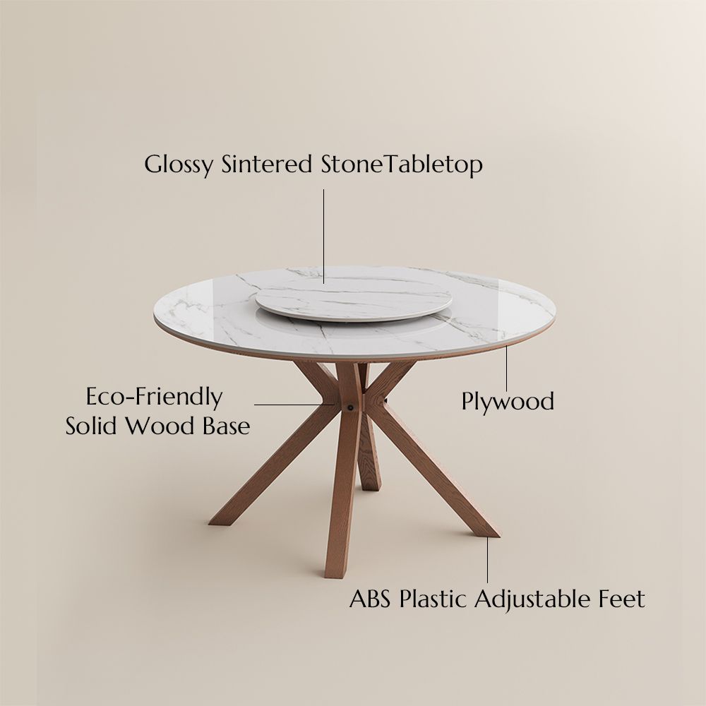 Sintered Stone White Glossy Sintered Stone Dining Room Set