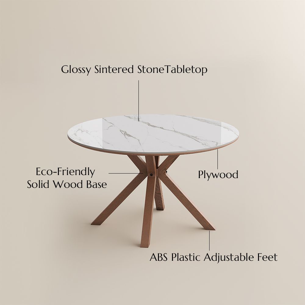 Sintered Stone White Glossy Sintered Stone Dining Room Set
