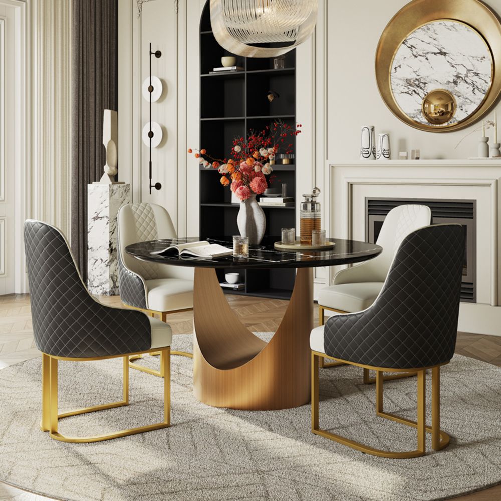 Seats 6 Black Natural Marble Dining Tables