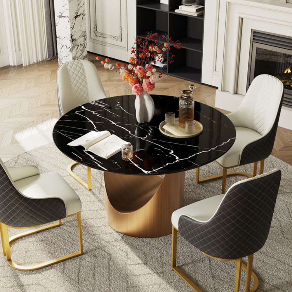 Seats 4 Black Natural Marble Dining Tables