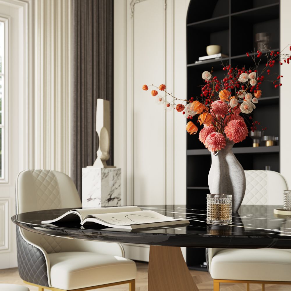 Black Black Natural Marble Dining Tables