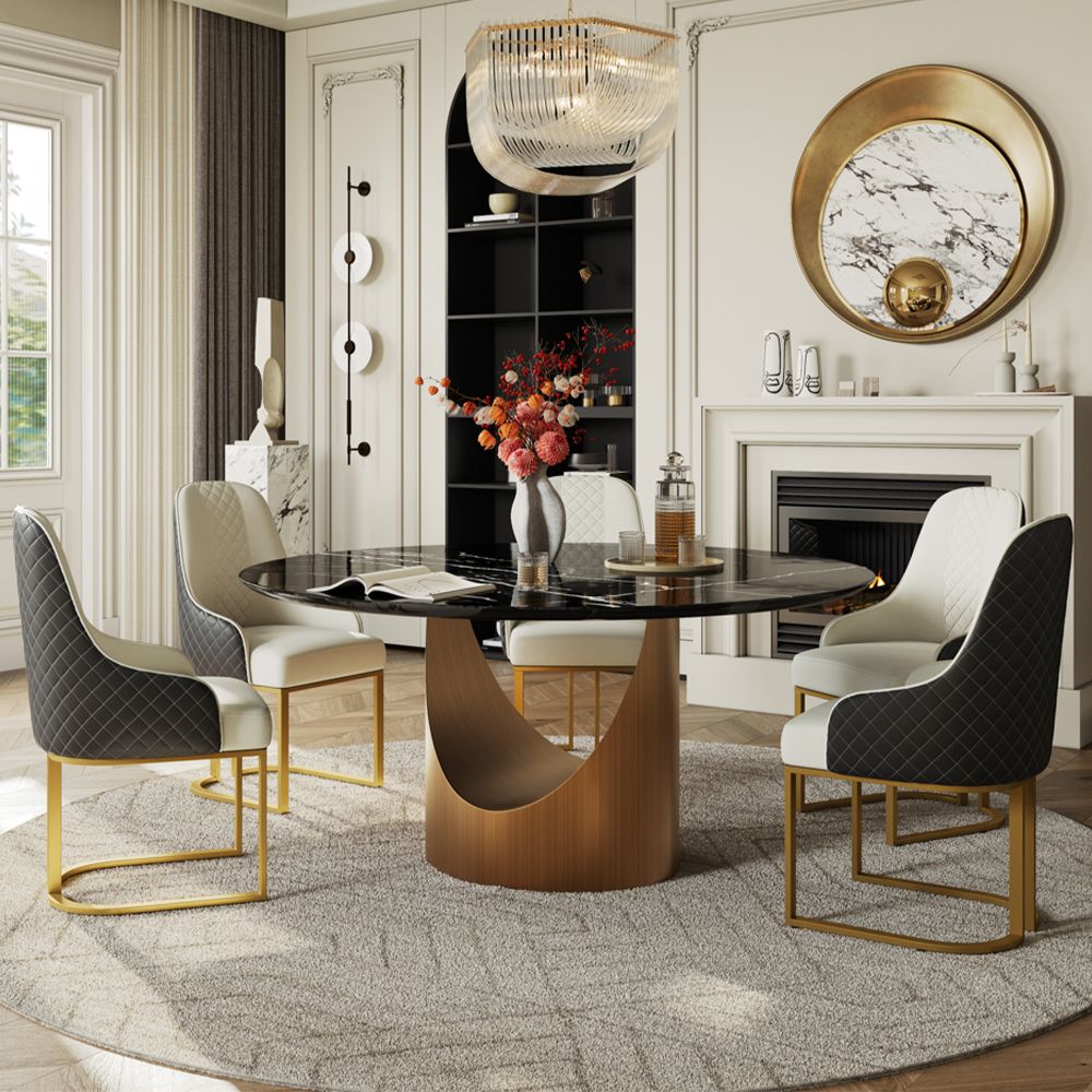 Office Black Natural Marble Dining Tables