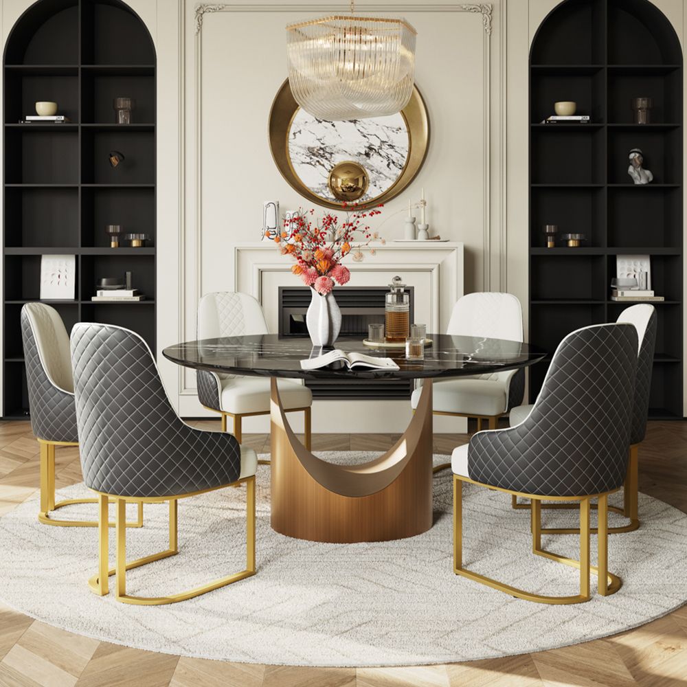 U-Shape Black Natural Marble Dining Tables