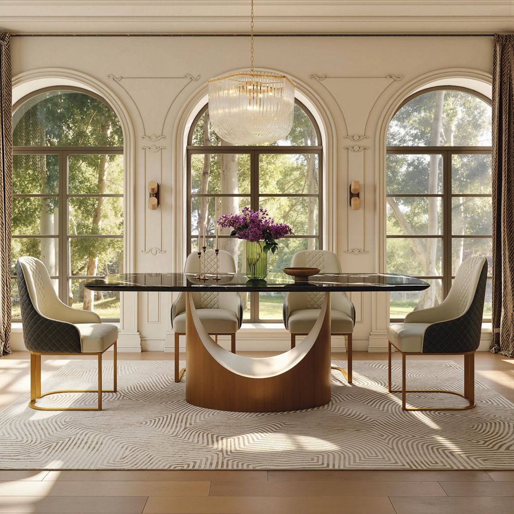 Bronze Black Natural Marble Dining Tables