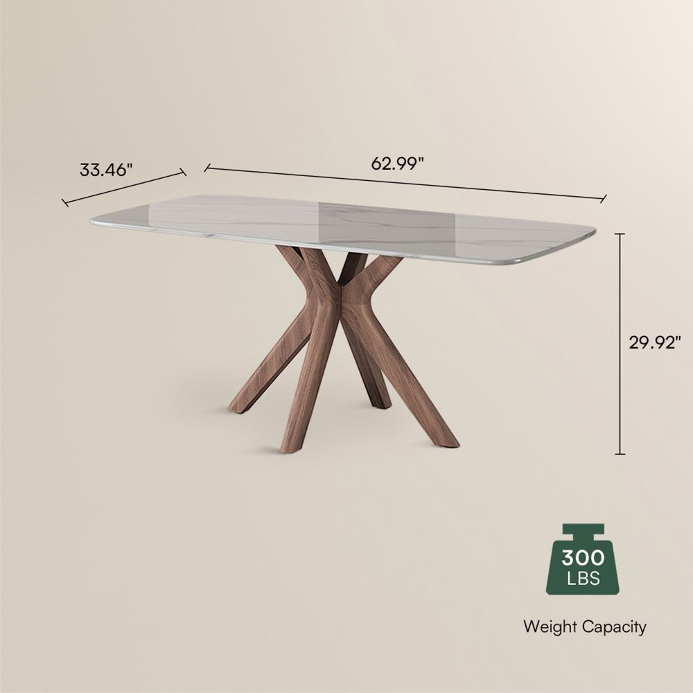 Solid Wood White & Walnut Dining Room Set