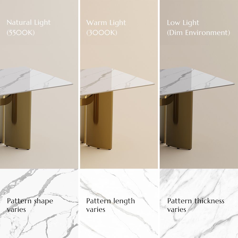 Modern White Glossy Sintered Stone Dining Room Set