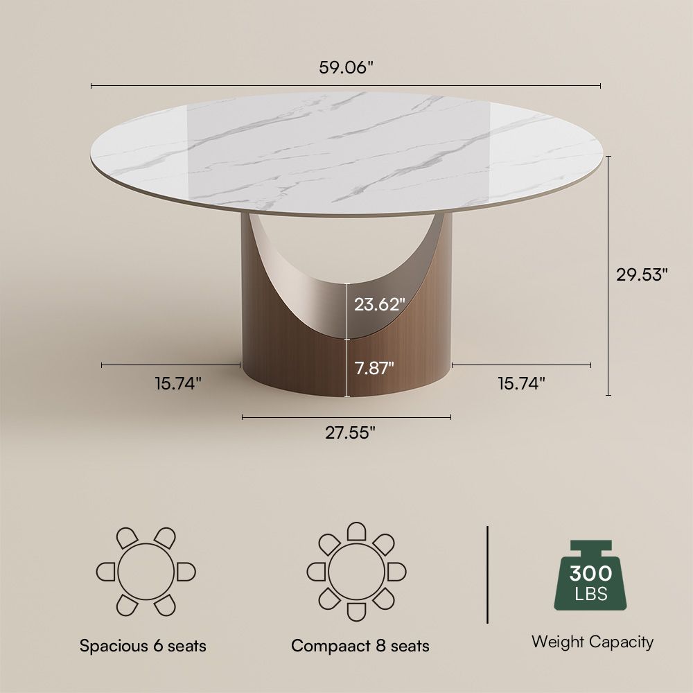 Partial Assembly Required White Glossy Sintered Stone Dining Tables
