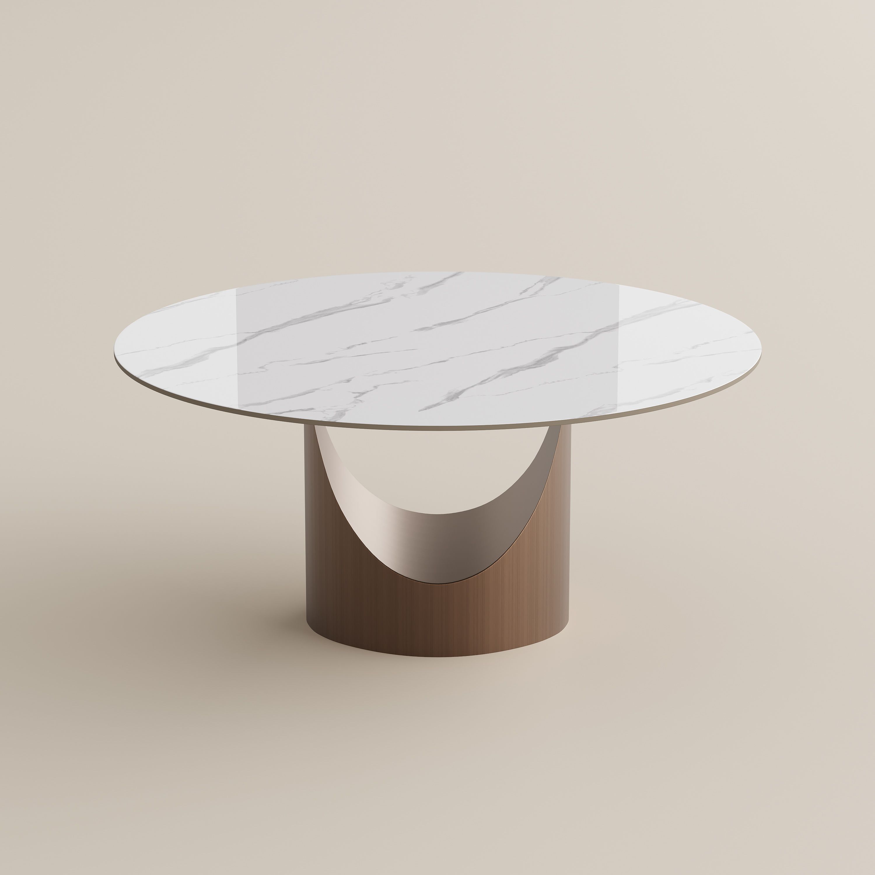 Bronze White Glossy Sintered Stone Dining Tables