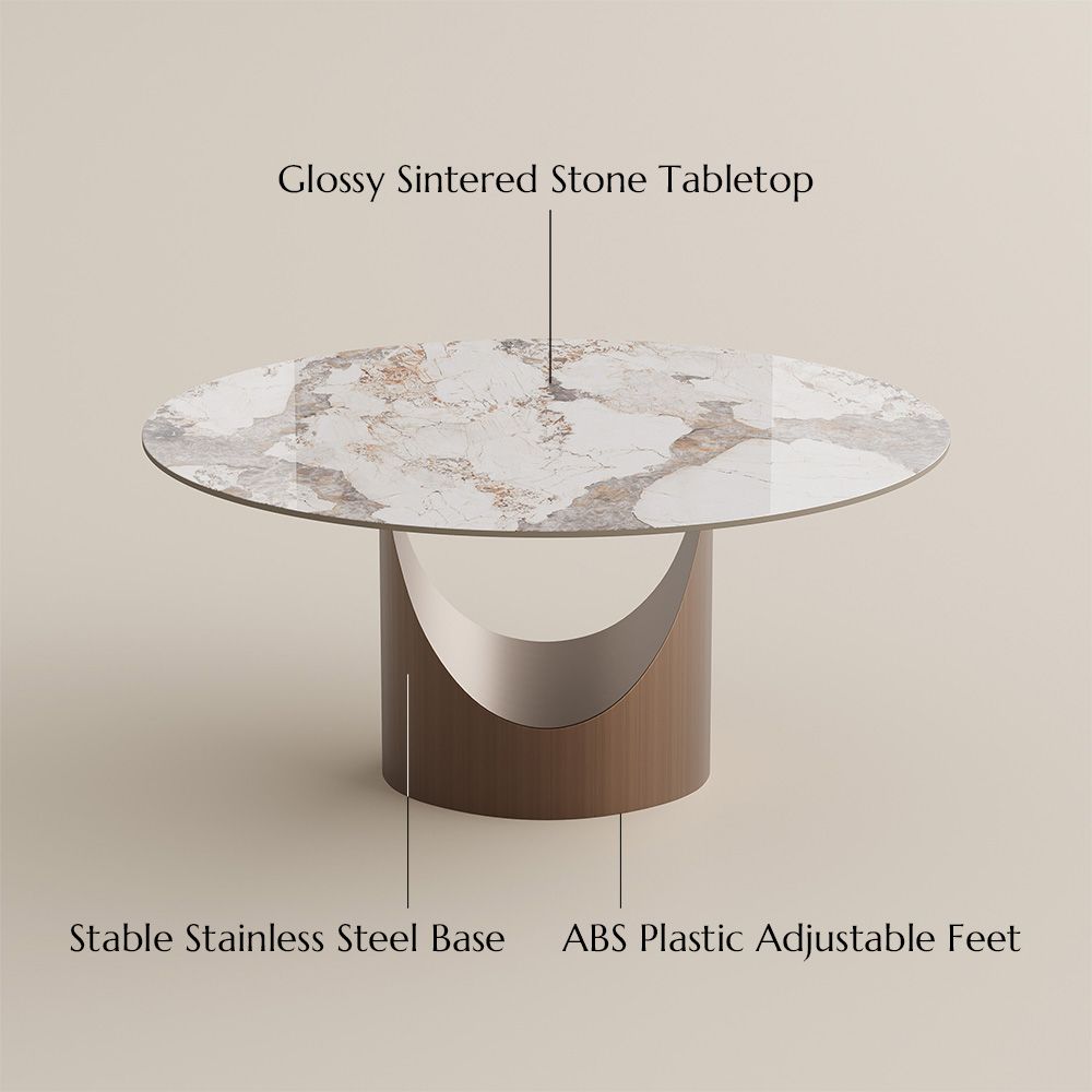 Pedestal Pandora Glossy Sintered Stone Dining Tables