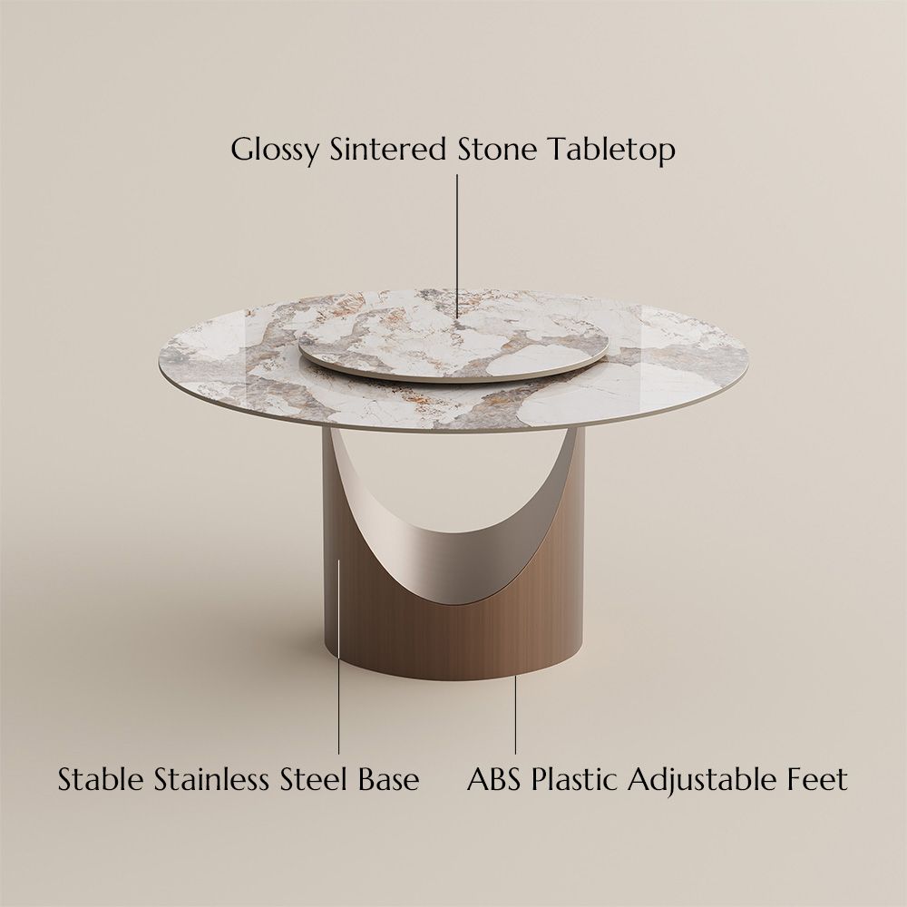 Pedestal Pandora Glossy Sintered Stone Dining Tables