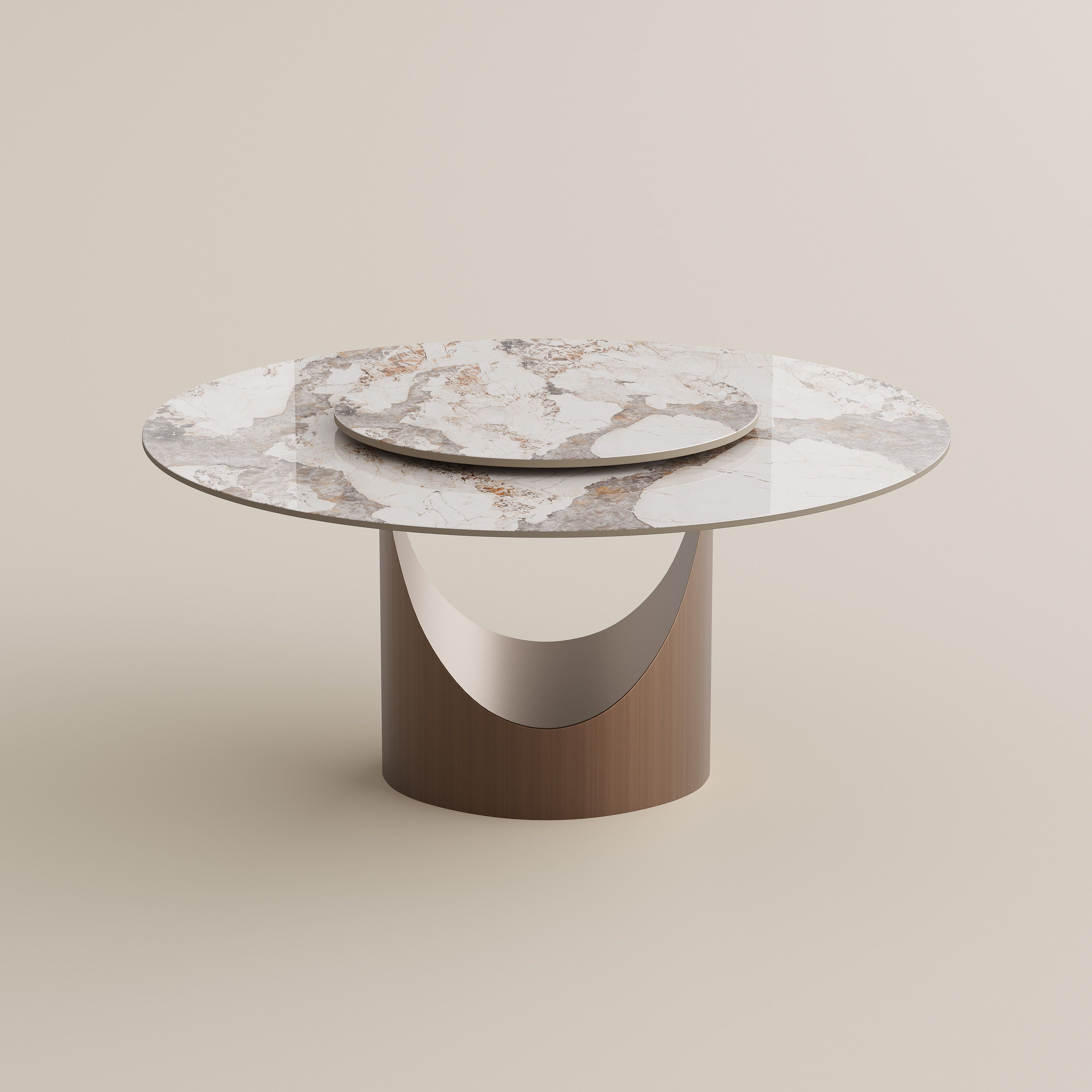 Stainless Steel Pandora Glossy Sintered Stone Dining Tables