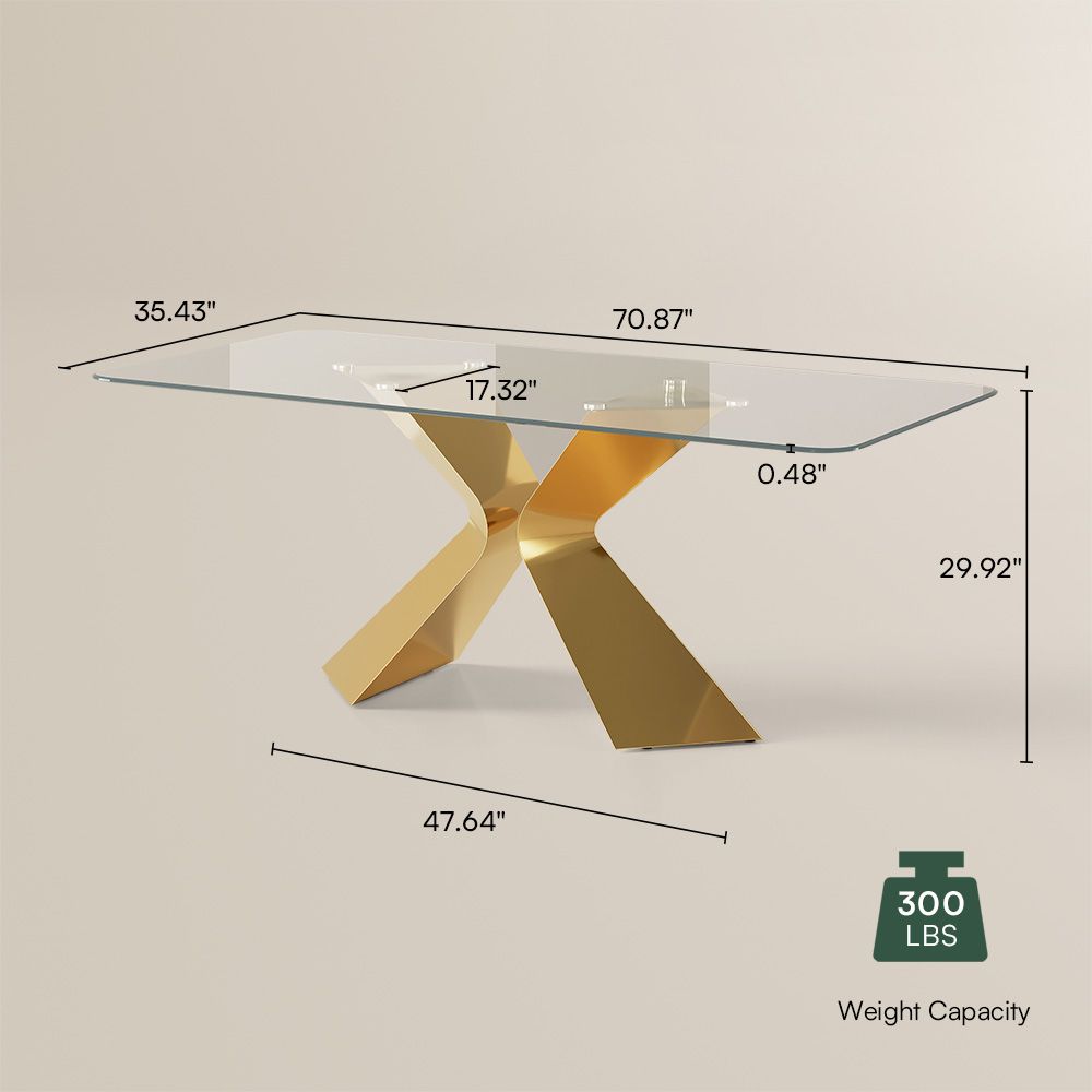 for 6 Golden&Transparent Color Tempered Glass Dining Tables