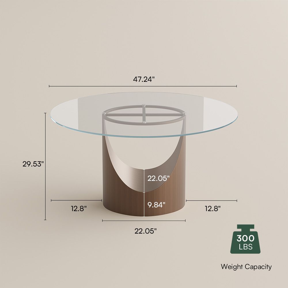 Pedestal Clear Tempered Glass Dining Tables