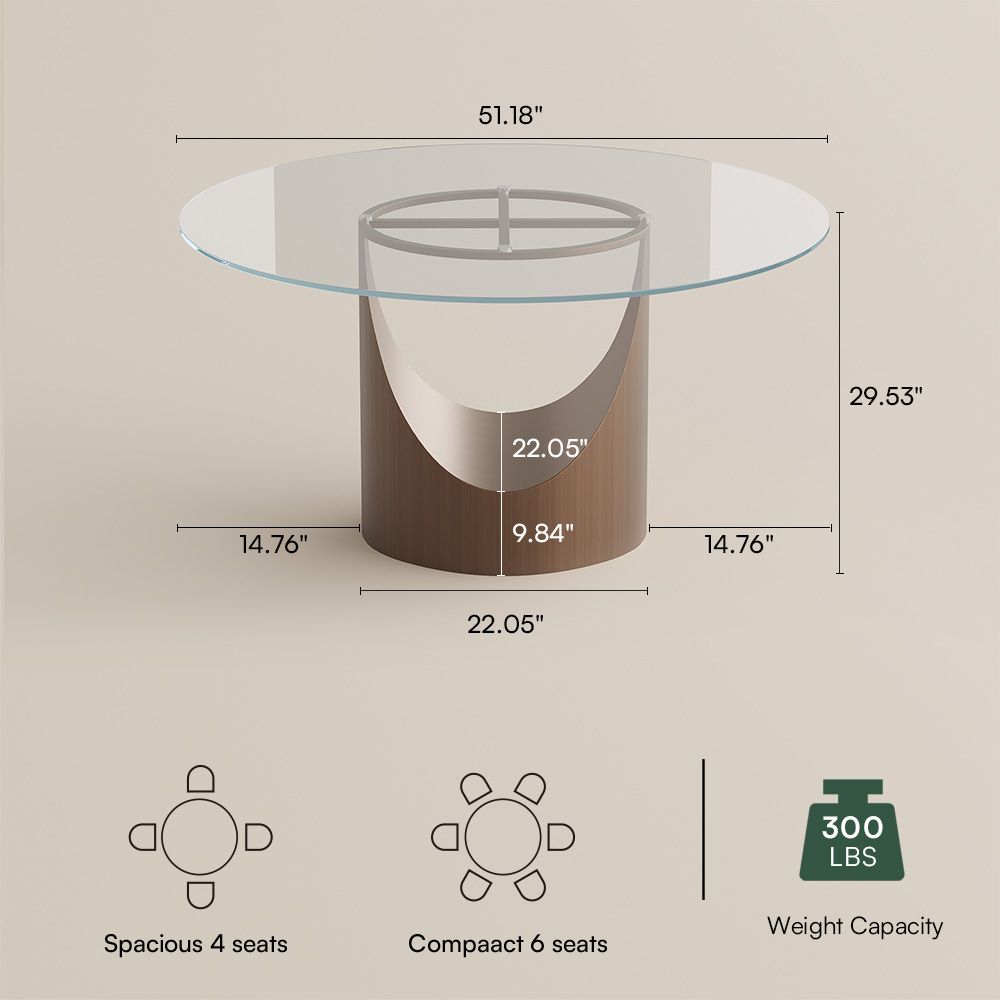 Stainless Steel Clear Tempered Glass Dining Tables