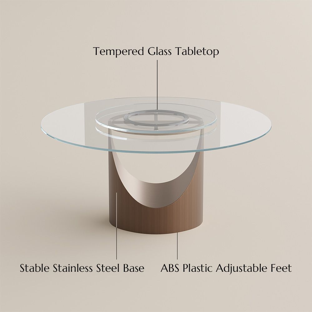 Pedestal Clear Tempered Glass Dining Tables