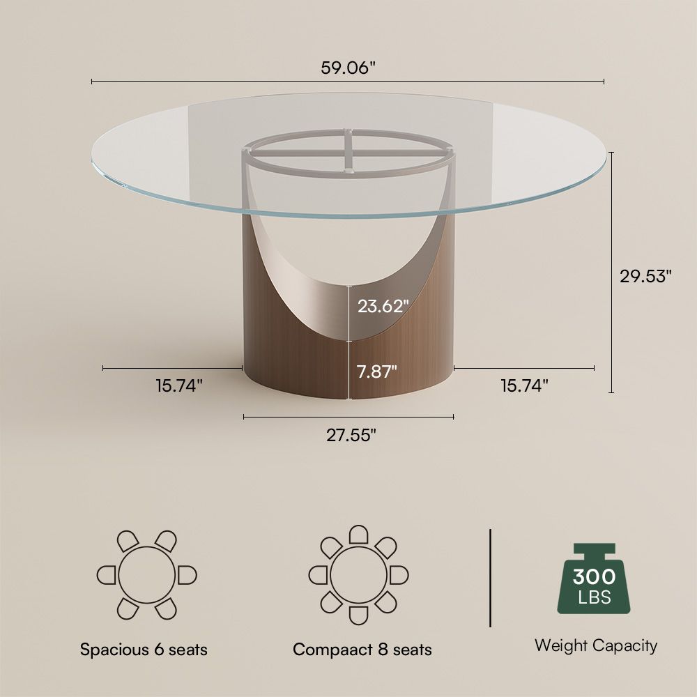 Bronze Clear Tempered Glass Dining Tables