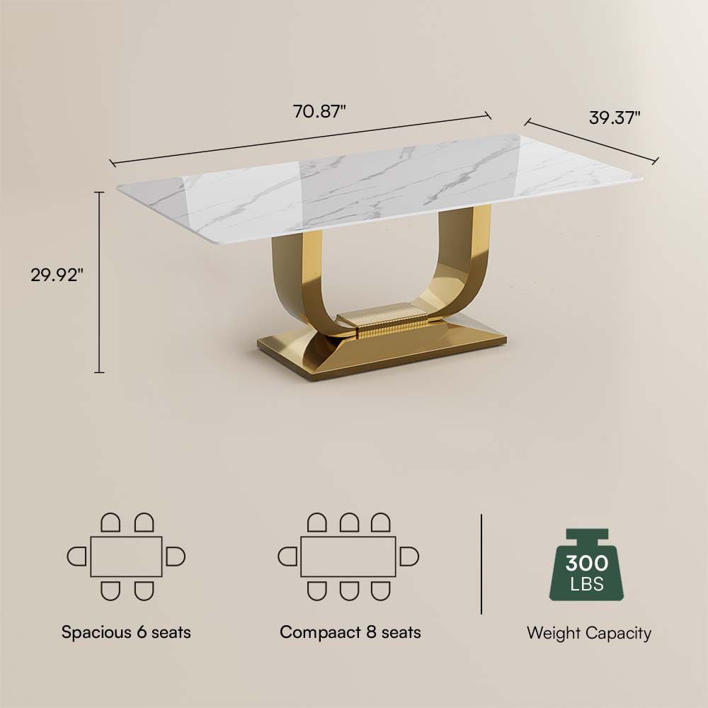 White White Glossy Sintered Stone Dining Tables