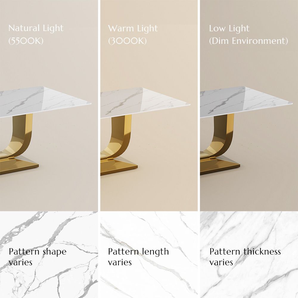 Gold White Glossy Sintered Stone Dining Tables