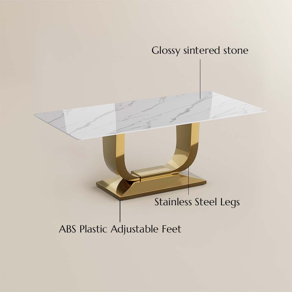 White White Glossy Sintered Stone Dining Tables